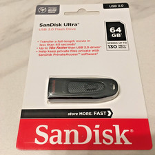 ScanDisk 64GB Ultra USB 3.0 Flash Drive, 130 MB/s Read, Black, New picture