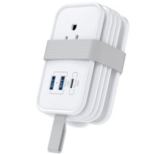 Uncaged Ergonomics Travel Power Strip with USB Ports (White) picture
