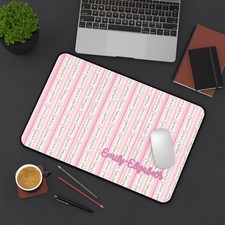 Custom Name Pink Floral Desk Mat  Workspace Gift Elegant Office Work Station  picture