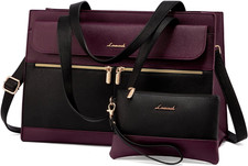 Laptop Bag for Women 15.6 Inch Tote Work Professional Leather Computer Briefcase picture