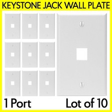 10 PCS 1 Port Keystone Wall Plate Cover Keystone Jack Wall Outlet 1 Gang White picture
