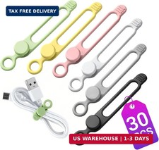 30 Pcs Silicone Cable Ties, Reusable Data Cable Organizer for Home Office | High picture