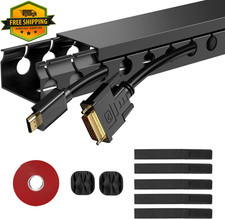 77in Cable Raceway Kit 5 Pack Open Slot Cord Cover Under Desk Wire Organizer picture
