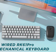 Royal Kludge RK61Pro Wired 60% Hot Swap RGB CNC Aluminum VIA White QWERTY picture