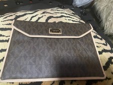 MK Michael Kors Brown 13x9 Leather Sleeve Case for iPad or Clutch Bag picture