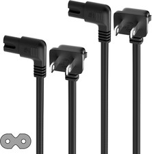 Angled 2-Slot Non-Polarized Angle Power Cord 2 FT (2-Pack), 90 Degree L-Shaped T picture