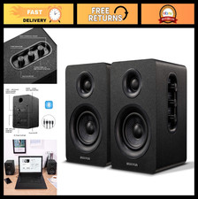 3” Active Bluetooth 5.0 Bookshelf Speakers - 60W Carbon Fiber, 24bit DAC, 3D Sur picture