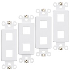 4x 2 Port Hole 1-Gang Keystone Jack Insert Decora Style Wall Plate Modular White picture