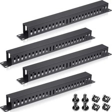 4 Pack 1U 19 Inch Cable Manager 24 Slot Horizontal Rack Mount Wire Management picture