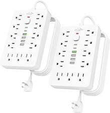 JouleLoom 2-Pack 5ft Surge Protector Power Strip 11 Outlets 6 USB (2 USB-C) picture