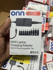 onn 65W Laptop Charging Power Adapter, Universal, 10 Tips, Black, 10 ft picture