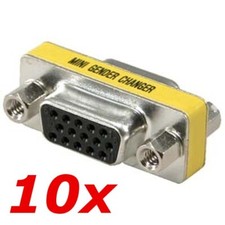 10 Pack - VGA Female to Female Gender Changer Adapter Coupler DB15 SVGA 15-Pin picture