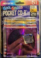 Memorex Cool Colors Pocket CD-R 5 Pack 210MB 24x Slimline MP3 Digital Camera picture