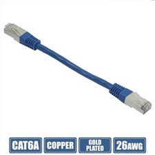 0.5FT Cat6A RJ45 Ethernet LAN Network STP Patch Cable Copper 10G Gold 26AWG Blue picture