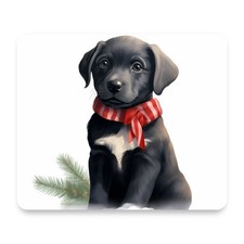 Black Labrador Puppy Art Christmas Mouse Pad 9.25x7.75 Non-Slip Desk Mat picture