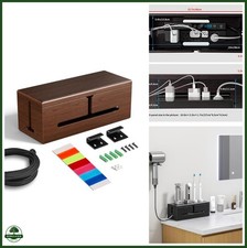 Large Cable Management Box 15.9''L x 6.5''W Elegant Wood Organizer Indoor picture