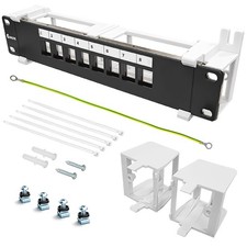 8Port Blank Keystone Ethernet Patch Panel Wall Mount 89D Bracket 10 Inch picture