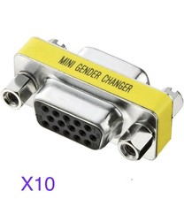 10 Pack - VGA Female to Female Gender Changer Adapter Coupler DB15 SVGA 15-Pin picture