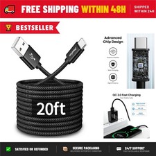 CLEEFUN USB C Cable 20ft Long USB-A to USB-C Fast Charging Nylon Braided picture