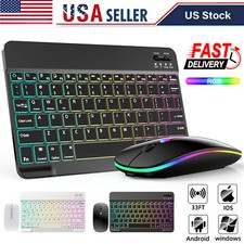 Backlit RGB Wireless Keyboard & Mouse Combo Bluetooth Set for iPad / PC / Laptop picture