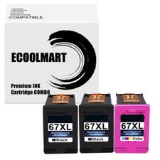 Remanufactured 3PK Ink replace for HP 67XL ENVY 6055 6058 DeskJet 2732 2752 picture