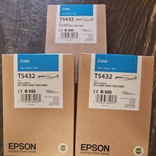 04-2015 NIB Genuine Epson 110ml Ink T5432 (Cyan) Stylus Pro 4000/4400/7600/9600 picture