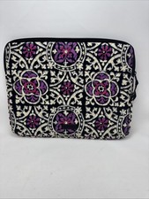 Vera Bradley Flora Medallion Quilted Laptop Sleeve Black White Purple picture