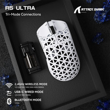 ATTACK SHARK R5 ULTRA Wireless Gaming Mouse 39g 8K PAW3950MAX 42k DPI Tri-Mode picture