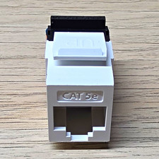 Leviton GigaMax Cat 5e RJ45 Keystone Jack White/Black 5G108-BW5 Lot Of 20 picture