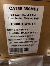 Vertical Cable 055-458/P/WH 24 AWG UTP Solid Bare Copper CMP Plenum Cat5e Cable picture