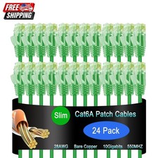 Cat6a Slim Ethernet Patch Cable 0.5 ft (24 Pack), Cat6a Patch Cable for Data... picture