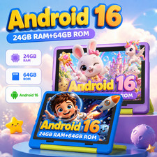 Kids Tablet 10-Inch Android 16 24GB+64GB 6000mAh Parental Control Blue / Purple picture