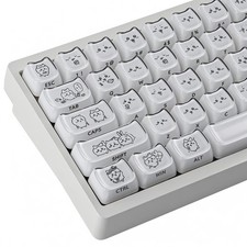 119 Keys Crystal Jelly White Keycaps Cat Shape Mao Profile Fits 61/68/84/87 picture