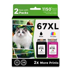 67XL Ink Cartridge Black/Color Combo Pack replacement for HP 67 XL hp67xl picture