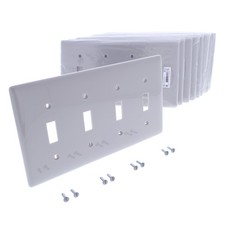 Hubbell NP4GY Gray 4-Gang Toggle Unbreakable Nylon Standard Wallplate Cover 10pc picture