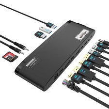 USB C Dual Display Docking Station with DisplayLink 100W Charging 5K 2HDMI 2DP picture