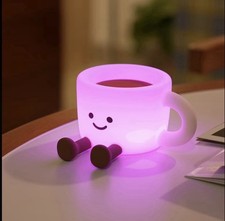 Cute Coffee Cup LED Night Light 7 Color Changing Lamp Phone Stand 30 Min Timer picture