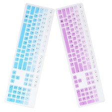 2Pcs Blue Silicone Keyboard Cover Thin Durable Reusable Keyboard Protective Skin picture