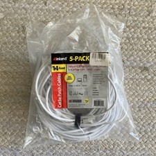 Inland 5-Pack Cat5e Patch Cable 14ft White RJ45 8P8C Gold Plated PVC Molded picture