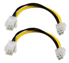 2pack 4pin Molex M/f Sata Cable Atx 12v Power Supply 4pin Cpu Male To Female C picture