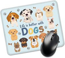 Life is Better with Dogs Mouse Pad – Cute Dog Lover Gift for Women, Dog Mom picture