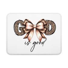 Coquette Bow Leopard Print Christian Mouse Pad, Cheetah Print God is Good Bib... picture