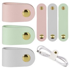 6pcs Leather Cord Organizer Reusable Cable Straps PU Leather Cable Organizer ... picture