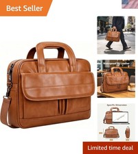 Versatile Leather Briefcase for Men - 15.6 Inch Laptop Bag with Multiple Pockets picture