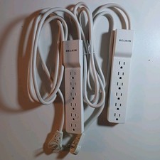 Lot Of 2 BELKIN COMPONENTS BE106000-08R 6-OUTLET HOME/OFFICE SURGE PROTECTOR picture