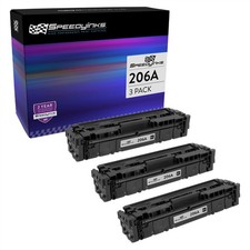 SPEEDY 3PK Replacements for HP 206A W2110A Black Toner M255dw, M283cdw, M283fdw picture