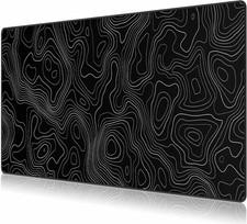 Black Topographic Large Gaming Mouse Pad, XXL Mousepad, Big Mouse Mat Desk Pad f picture