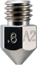 Micro Swiss MK8 Plated A2 Tool Steel Wear Resistant Nozzle .6mm Fits Ender picture