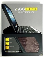 NEW ZaggKeys ProFolio Apple iPad 4 3 2 Gen ALLIGATOR BROWN Case Keyboard picture