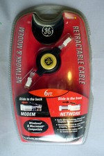 GE RETRACTABLE NETWORK OR MODEM CABLE CAT 5E RJ45 RJ11 HO97938 6 FOOT picture